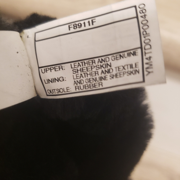 Womens UGG Jemma 3205 Shearling Lined Knee Boots 7 Black Leather Brown Heel - Picture 7 of 8